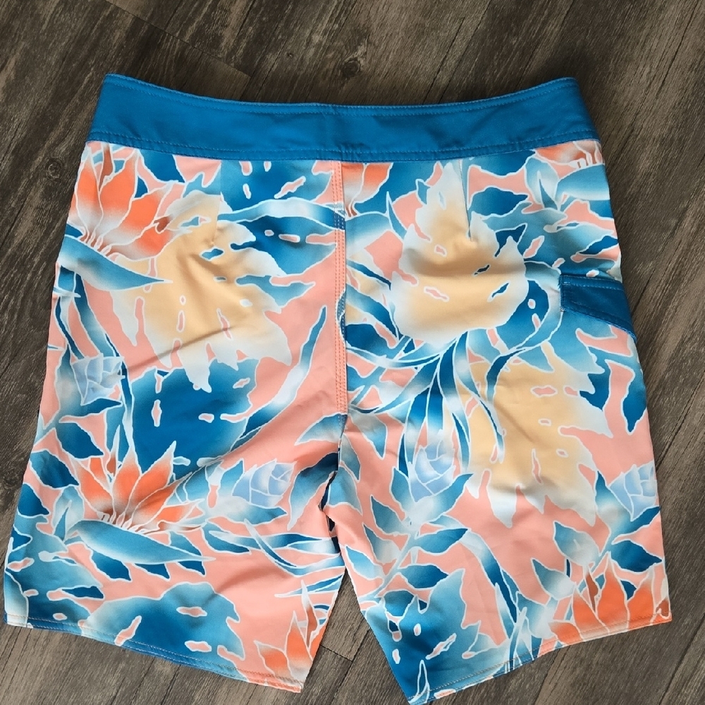 Volcom Mod Tech Size 30 4 way Stretch Coral Floral Swim Trunks NWT - Picture 4 of 6
